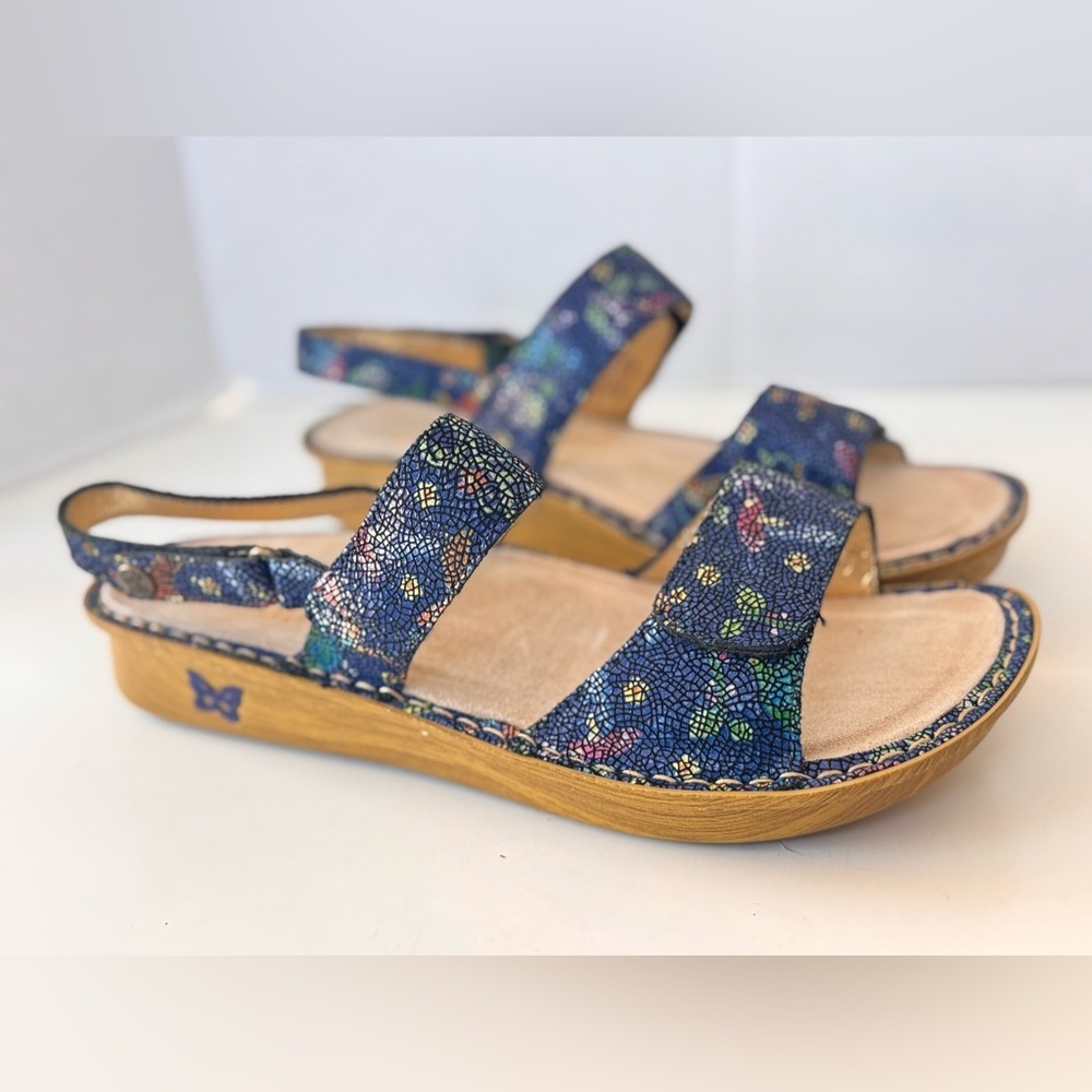 Alegria Verona Blue Birdland Mosaic Strappy Comfort Summer Sandals Size 41 - Picture 6 of 10
